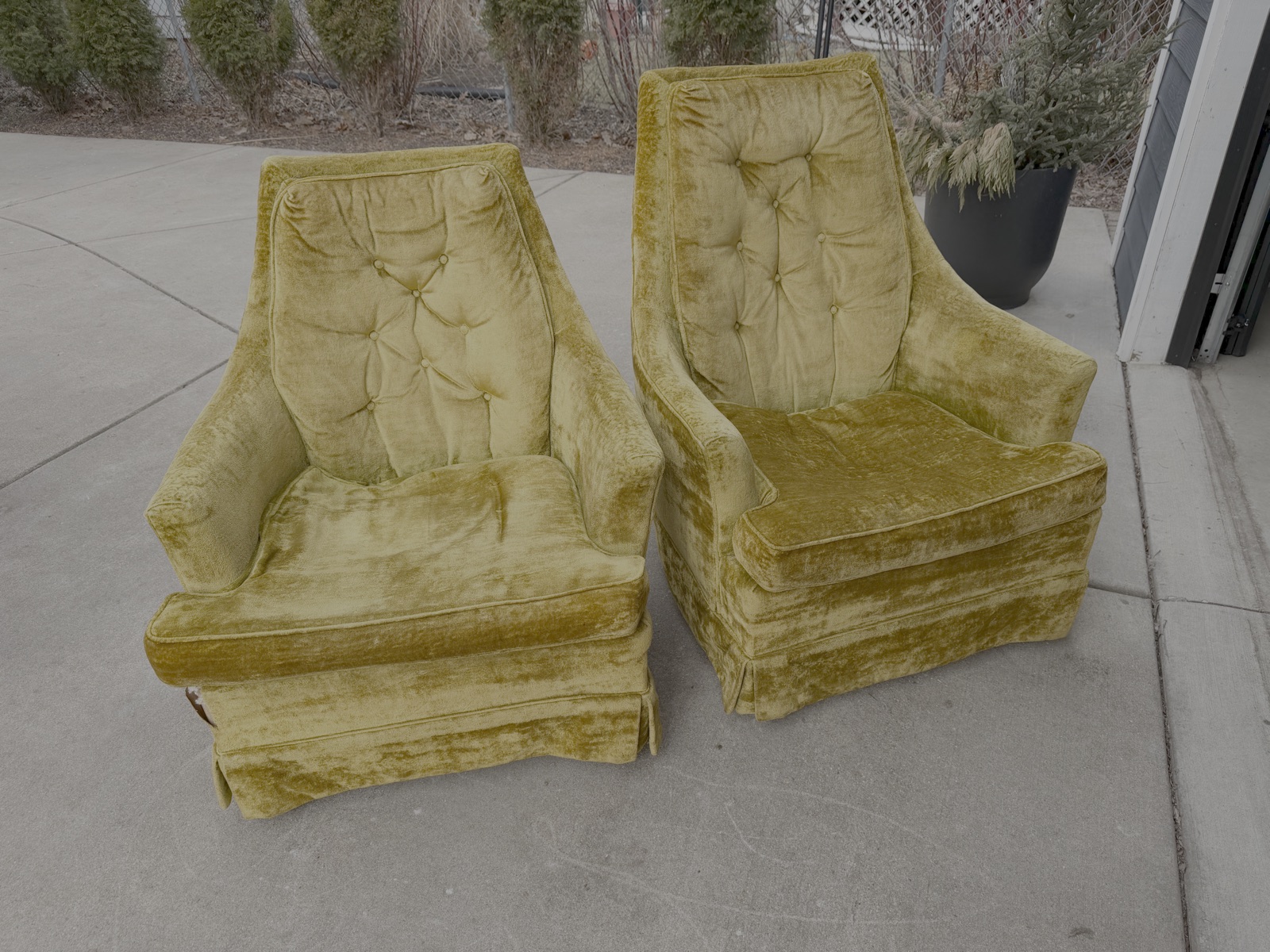 Pair of lounge chairs before reupholstery