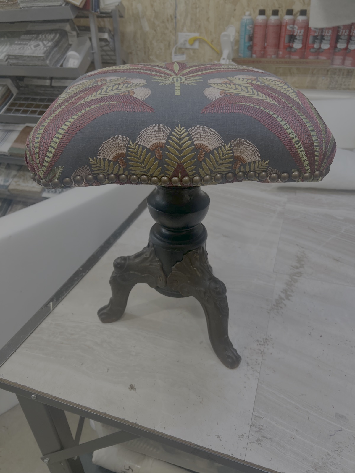 Piano stool after reupholstery